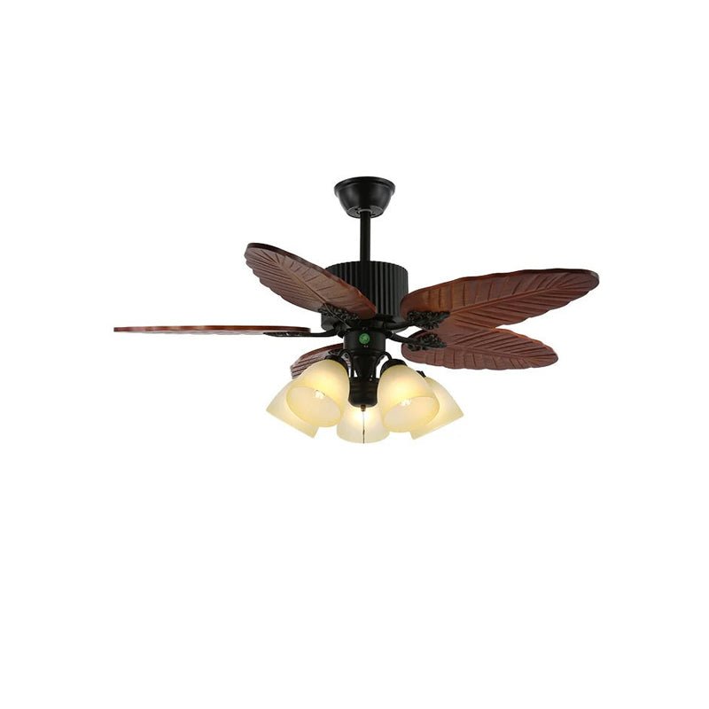 Banana Wood Leaves Ceiling Fan Light — product view 6