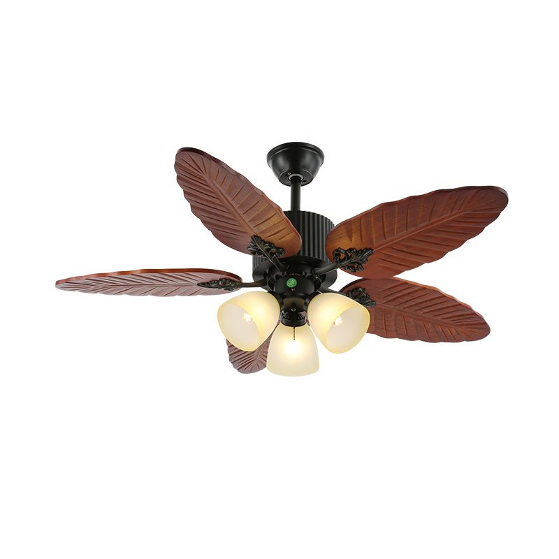 Banana Wood Leaves Ceiling Fan Light — product view 3