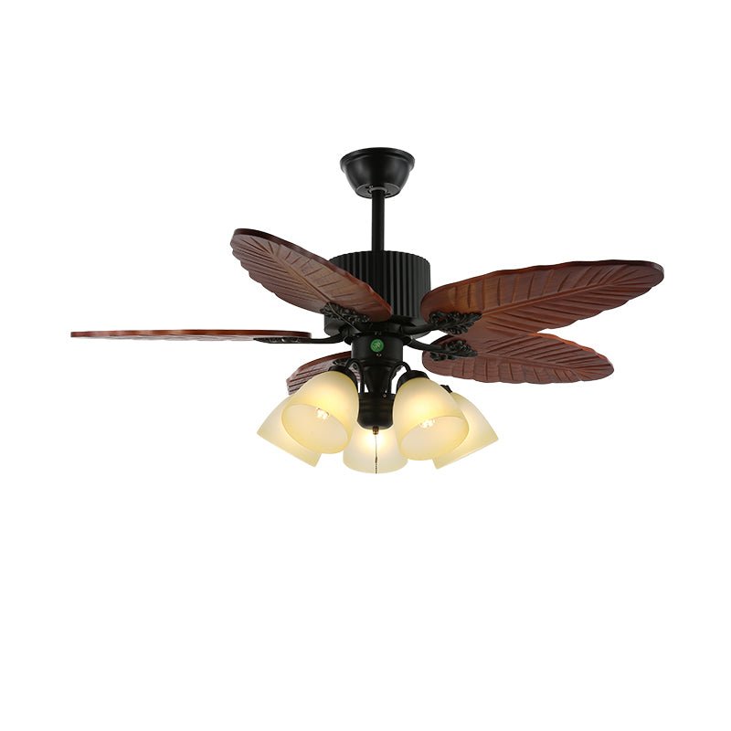 Banana Wood Leaves Ceiling Fan Light — product view 4