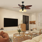 Banana Wood Leaves Ceiling Fan Light — product view 11