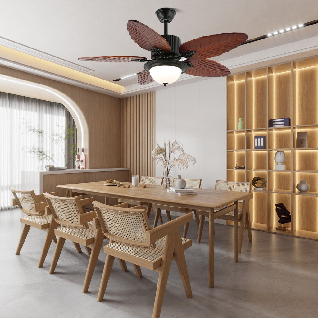 Banana Wood Leaves Ceiling Fan Light — product view 10
