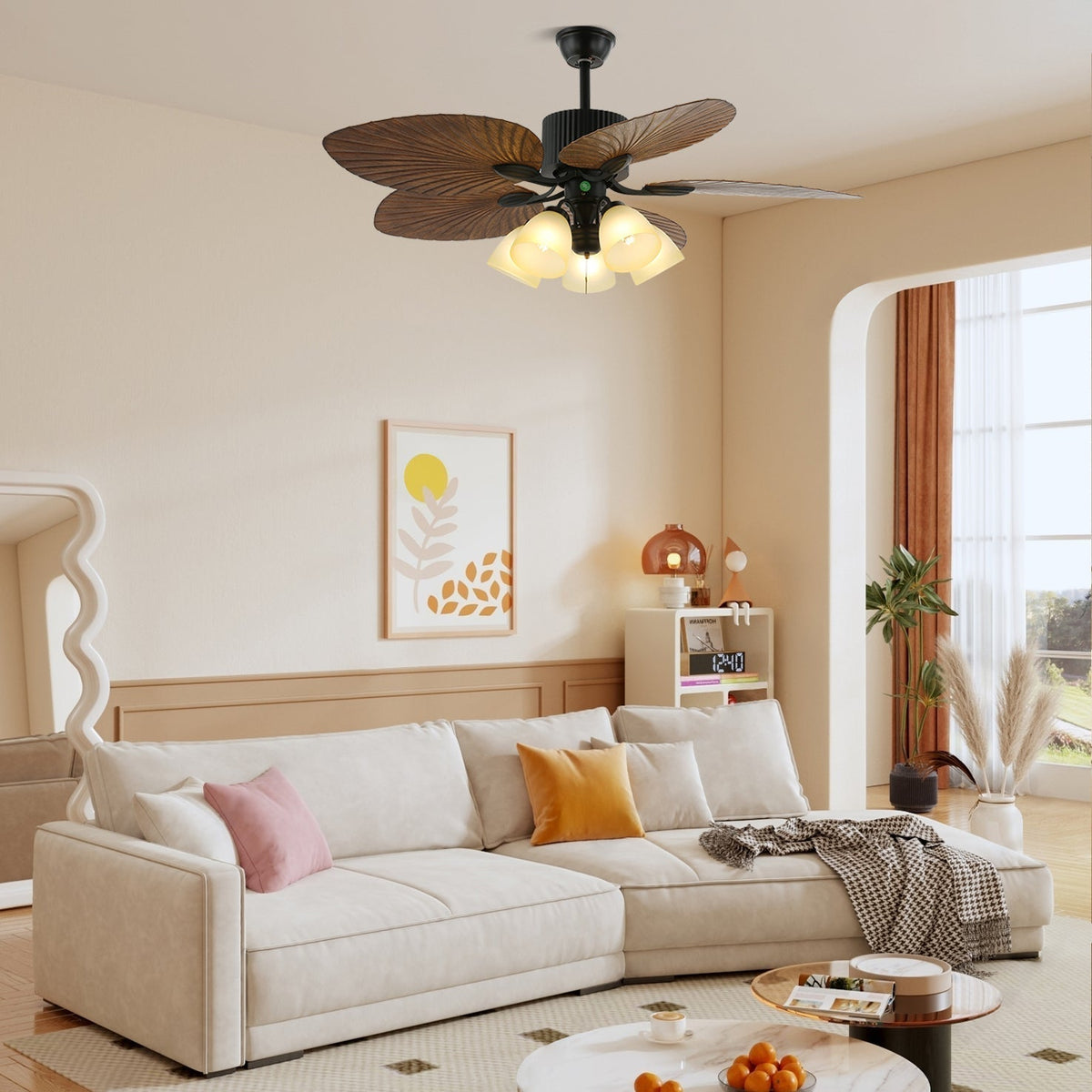 Banana Leaves Ceiling Fan Light — product view 22