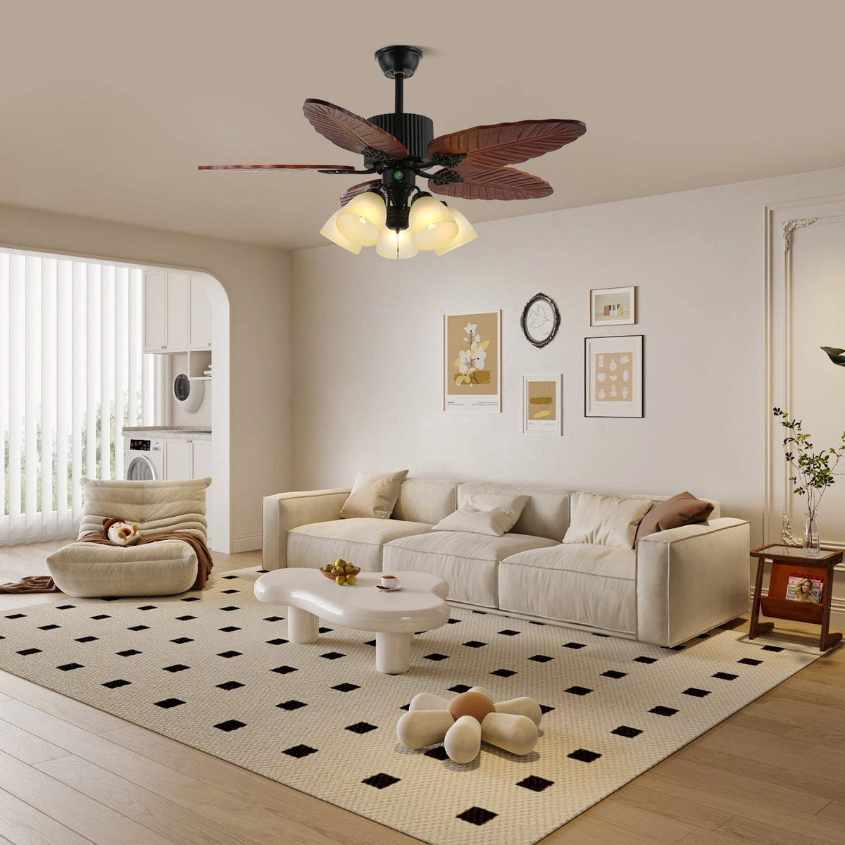 Banana Leaves Ceiling Fan Light — product view 20